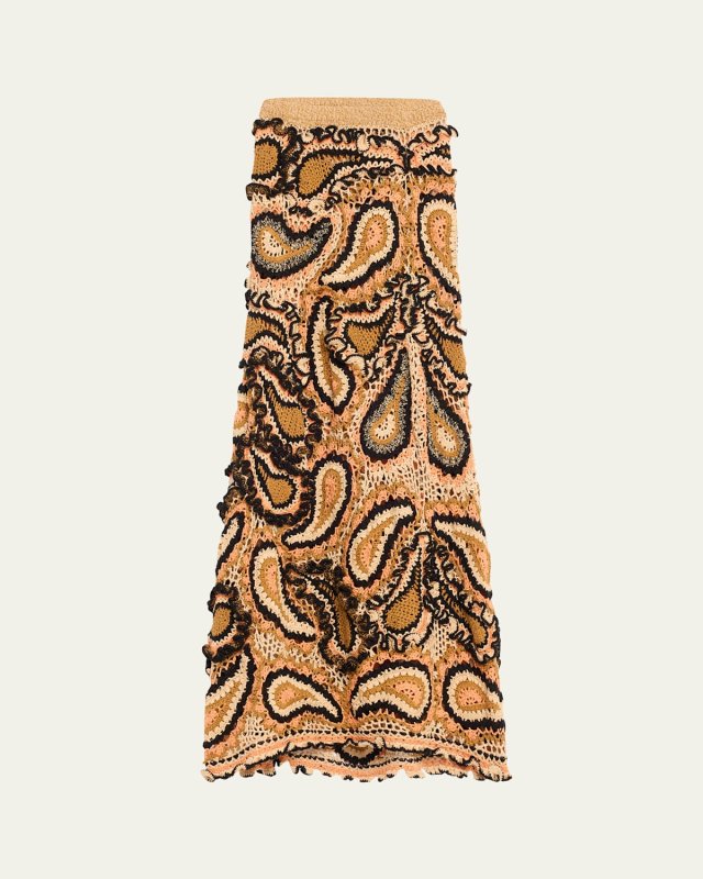 Ina Paisley Cotton Crochet Maxi Skirt